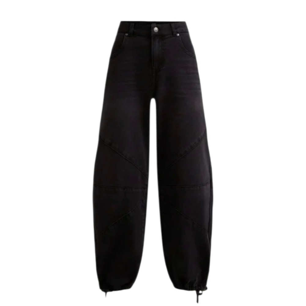 Madden NYC Black Barrel Jeans 10 - Picture 2 of 9